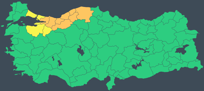 12 il için "turuncu" ve "sarı" uyarı: Kuvvetli yağışa dikkat